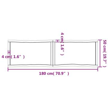 Table Top Dark Brown 180x50x(2-4) cm Treated Solid Wood Live Edge