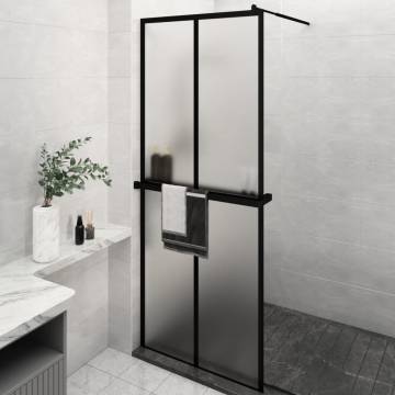 Walk-in Shower Wall with Shelf Black 80x195 cm ESG Glass&Aluminium