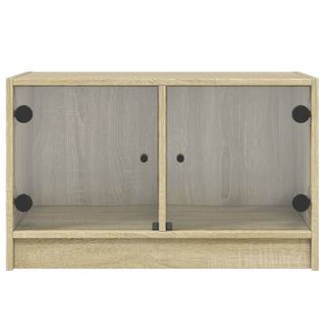 TV Cabinet with Glass Doors Sonoma Oak 68x37x42 cm