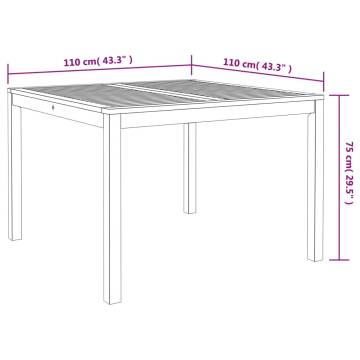 Garden Dining Table 110x110x75 cm Solid Wood Acacia