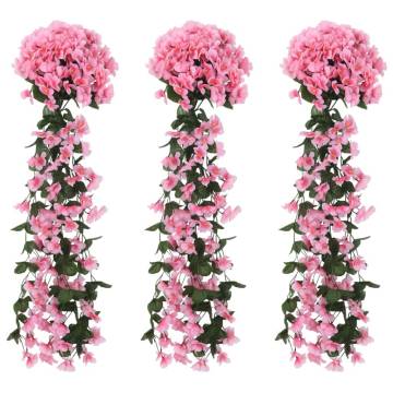 Artificial Flower Garlands 3 pcs Pink 85 cm