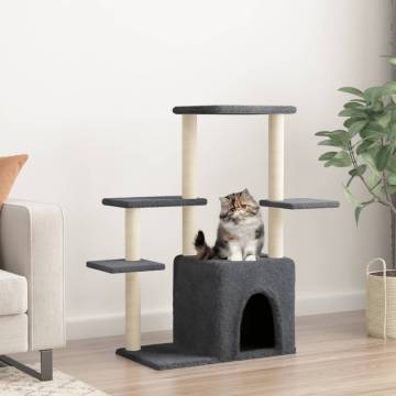 Cat Tree with Sisal Scratching Posts Dark Grey 97.5 cm