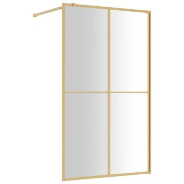 Walk-in Shower Wall with Clear ESG Glass Gold 118x195 cm