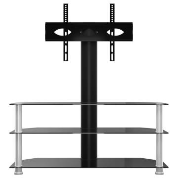 Corner TV Stand 3-Tiers for 32-70 Inch Black and Silver