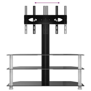 Corner TV Stand 3-Tiers for 32-70 Inch Black and Silver