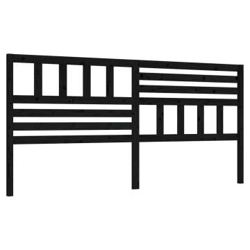 Bed Headboard Black 206x4x100 cm Solid Wood Pine