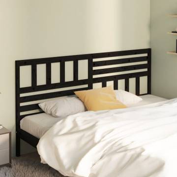 Bed Headboard Black 206x4x100 cm Solid Wood Pine