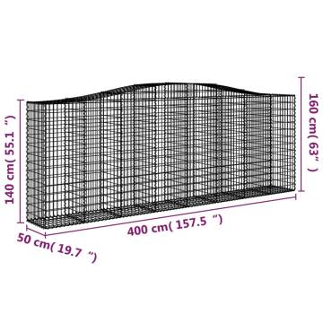 Arched Gabion Baskets 5 pcs 400x50x140/160 cm Galvanised Iron