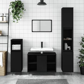 Bathroom Cabinet Black 30x30x100 cm Engineered Wood