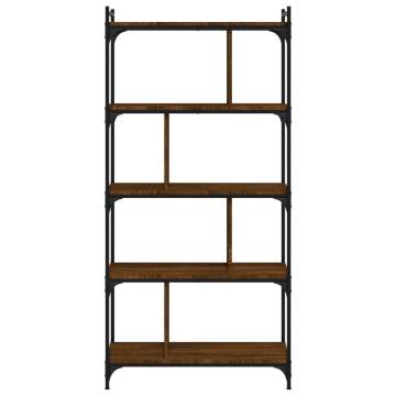 Bookcase 5-Tier Brown Oak 76x32x158 cm Engineered Wood