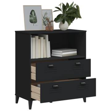 Bookcase VIKEN Black 80x40x90 cm Solid Wood Pine