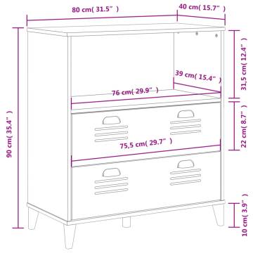 Bookcase VIKEN Black 80x40x90 cm Solid Wood Pine