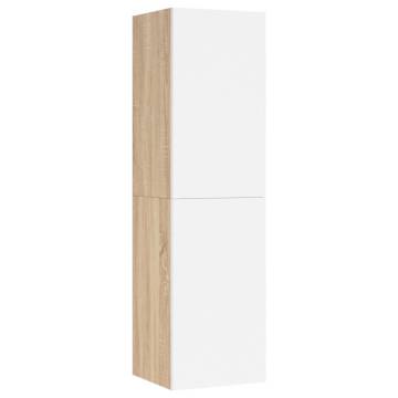 TV Cabinet White and Sonoma Oak 30.5x30x110 cm Engineered Wood