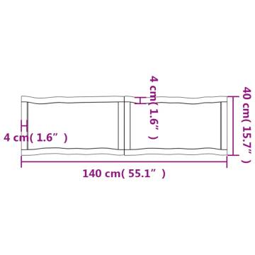 Table Top Light Brown 140x40x(2-4)cm Treated Solid Wood Live Edge