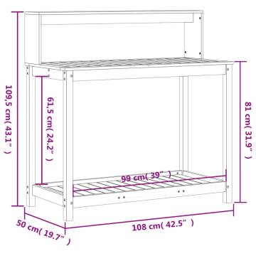 Potting Table with Shelves White 108x50x109.5 cm Solid Wood Pine