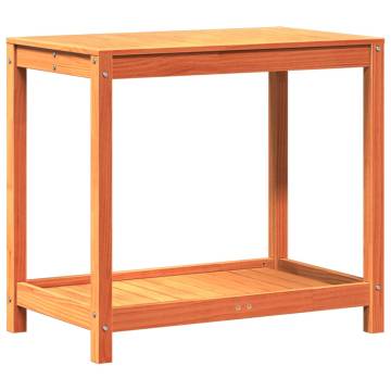 Potting Table with Shelf Wax Brown 82.5x50x75 cm Solid Wood Pine