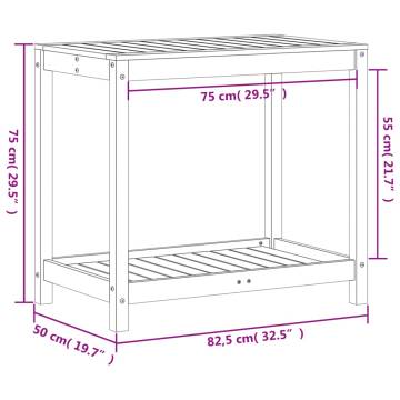 Potting Table with Shelf Wax Brown 82.5x50x75 cm Solid Wood Pine