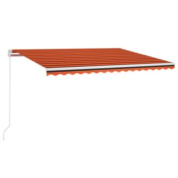 Manual Retractable Awning with LED 400x300 cm Orange and Brown