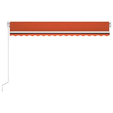 Manual Retractable Awning with LED 400x300 cm Orange and Brown