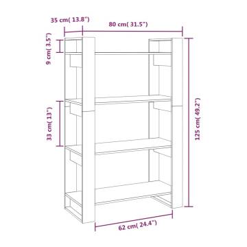 Book Cabinet/Room Divider 80x35x125 cm Solid Wood Pine