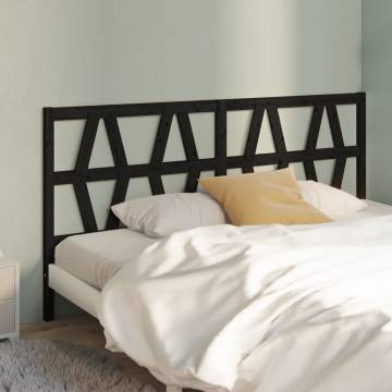 Bed Headboard Black 206x4x100 cm Solid Wood Pine