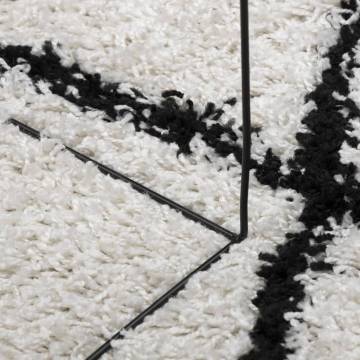 Shaggy Rug High Pile Modern Cream and Black Ø 80 cm