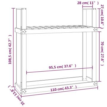 Firewood Rack Honey Brown 110x35x108.5 cm Solid Wood Pine