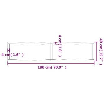 Table Top Dark Brown 180x40x(2-4) cm Treated Solid Wood Live Edge