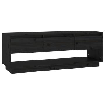 TV Cabinet Black 110.5x34x40 cm Solid Wood Pine