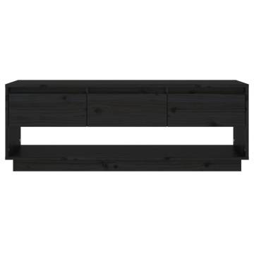 TV Cabinet Black 110.5x34x40 cm Solid Wood Pine