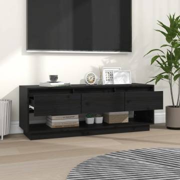 TV Cabinet Black 110.5x34x40 cm Solid Wood Pine