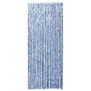 Insect Curtain Blue, White and Silver 90x220 cm Chenille