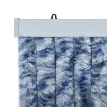 Insect Curtain Blue, White and Silver 90x220 cm Chenille