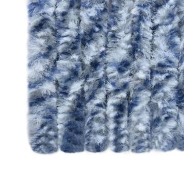 Insect Curtain Blue, White and Silver 90x220 cm Chenille