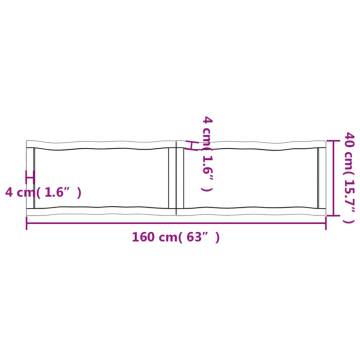 Table Top Light Brown 160x40x(2-6)cm Treated Solid Wood Live Edge