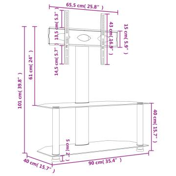 Corner TV Stand 2-Tiers for 32-70 Inch Black