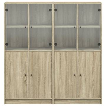 Bookcase with Doors Sonoma Oak 136x37x142 cm Engineered Wood