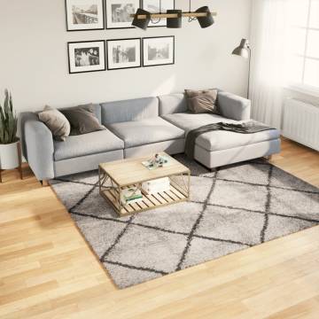 Shaggy Rug PAMPLONA High Pile Modern Beige and Anthracite 240x240 cm