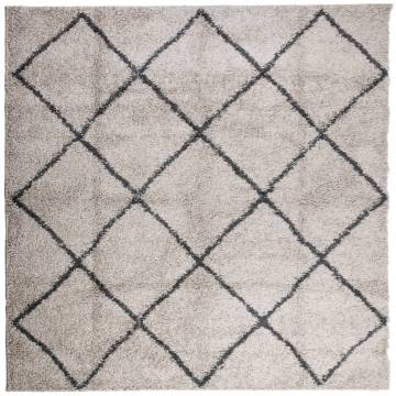 Shaggy Rug PAMPLONA High Pile Modern Beige and Anthracite 240x240 cm