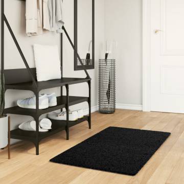 Shaggy Rug PAMPLONA High Pile Modern Black 60x110 cm