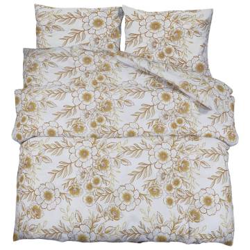 Duvet Cover Set White and Brown 260x220 cm Cotton