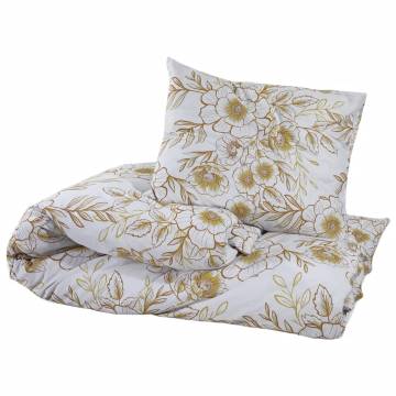 Duvet Cover Set White and Brown 260x220 cm Cotton