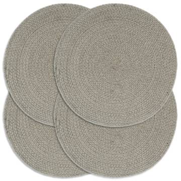 Placemats 4 pcs Plain Grey 38 cm Round Cotton