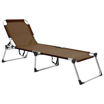 Extra High Folding Senior Sunbed Brown Aluminium