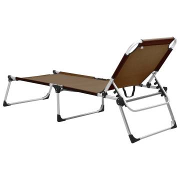 Extra High Folding Senior Sunbed Brown Aluminium