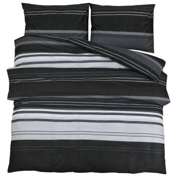 Duvet Cover Set Black and White 225x220 cm Cotton