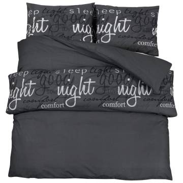 Duvet Cover Set Black 155x220 cm Cotton