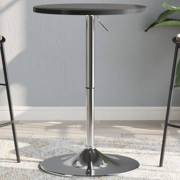 Bar Table Black 50x50x90 cm Engineered Wood and Chromed Steel