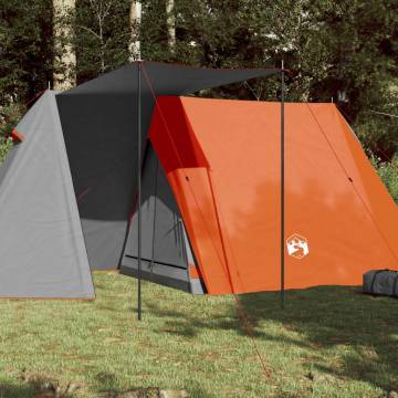 Camping Tent 3-Person Grey and Orange Blackout Fabric Waterproof