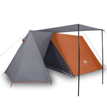 Camping Tent 3-Person Grey and Orange Blackout Fabric Waterproof